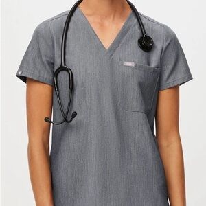 FIGS Women's Catarina One pocket Scrub Top in Graphite